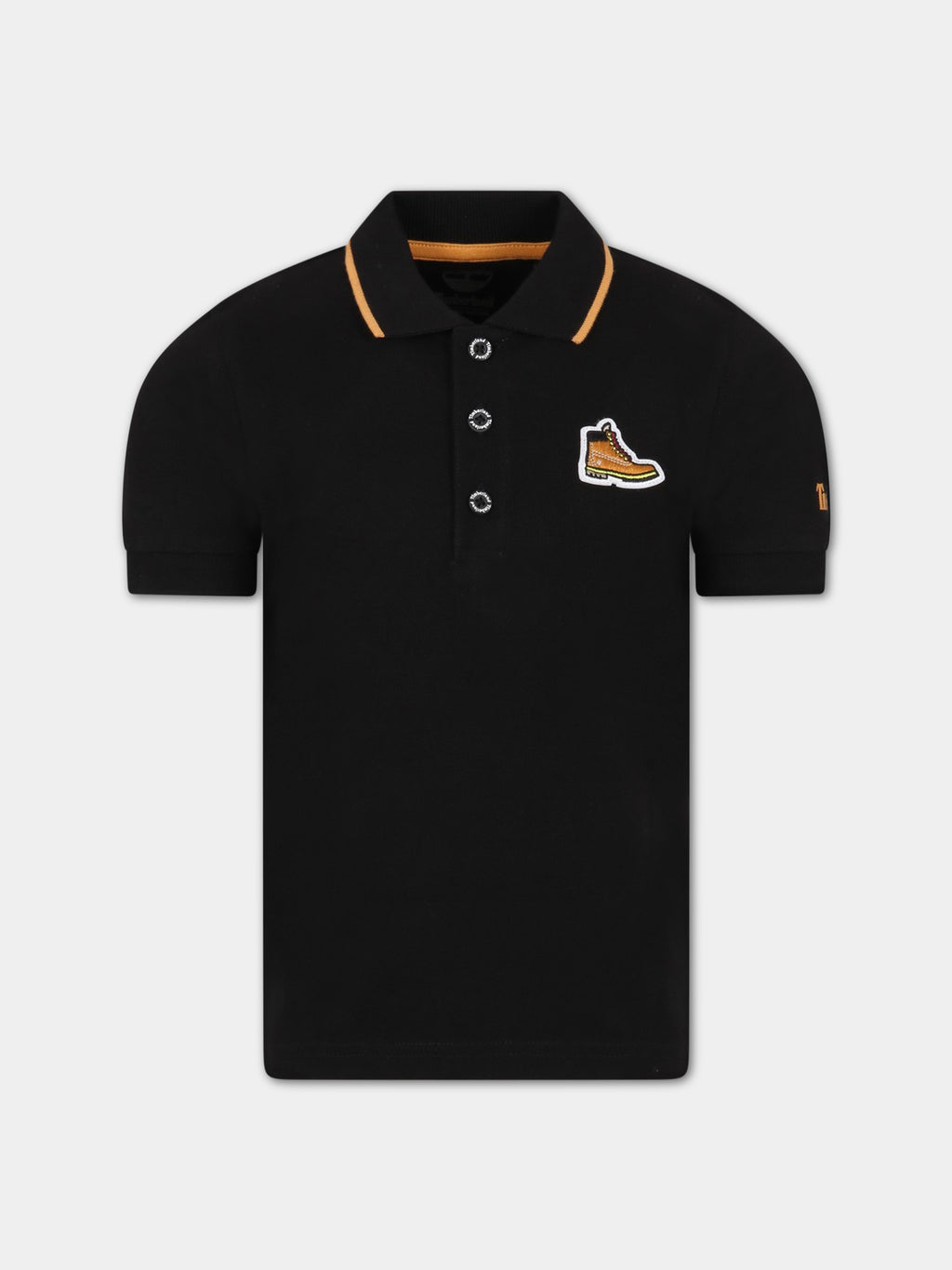 Black polo shirt for boy with patch logo